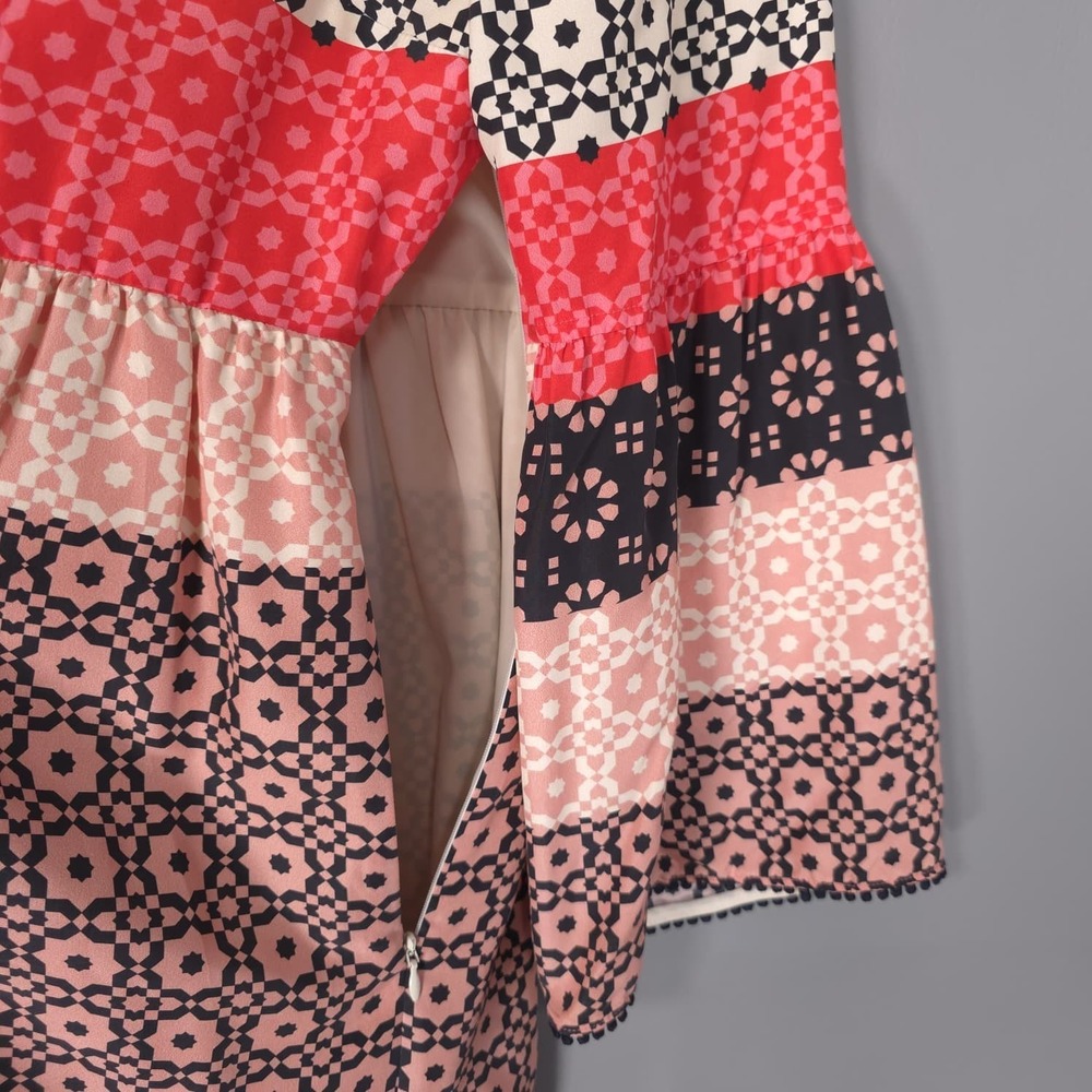 DEREK LAM 10 CROSBY Women's Tunic Dress 12 100% Silk Geometric Print Boho - Picture 7 of 13